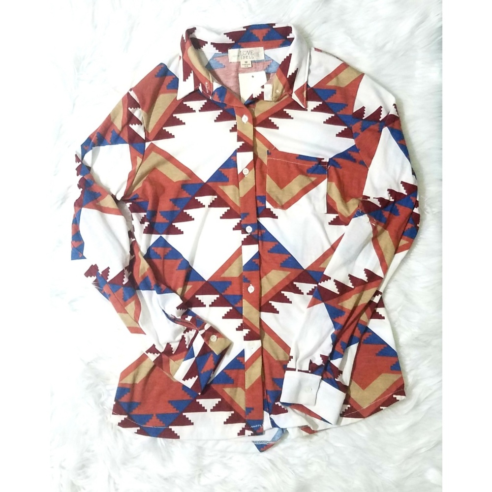 Love Spell Western Tribal Patterned Blouse